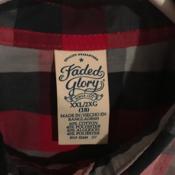 Faded Glory Kids button down XXL/2XG (18) - Picture 2 of 3